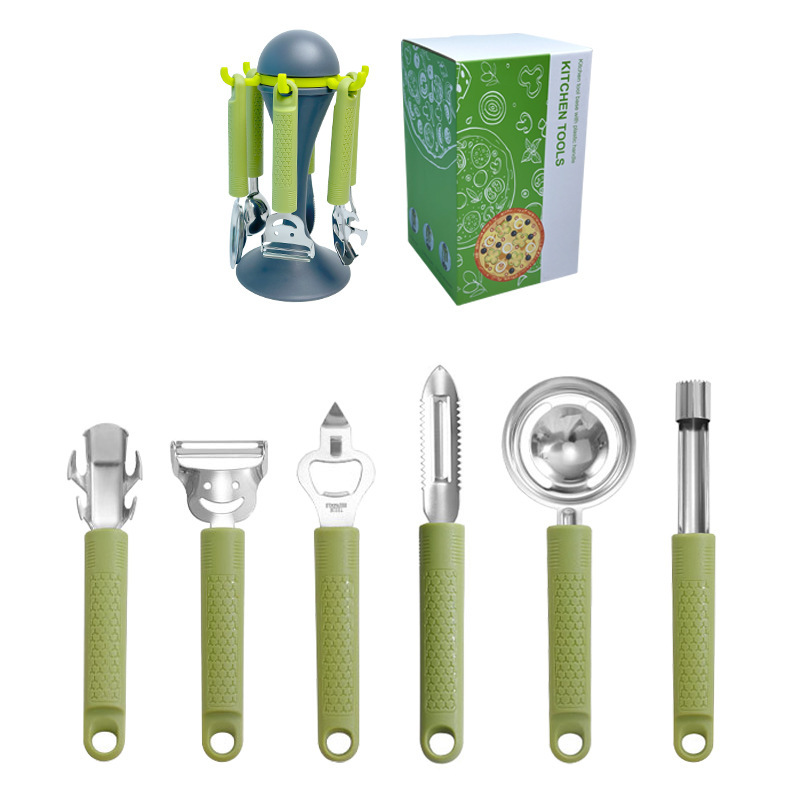 Herramientas de cocina manual 6 piezas de cuchillo de corte de pizza, cuchillo de extracción de núcleo, cuchillo de horneado, cuchillo de peeling de verduras y frutas multifuncional