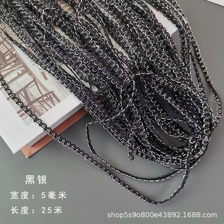 0,5 cm * negro y plata * 25 metros