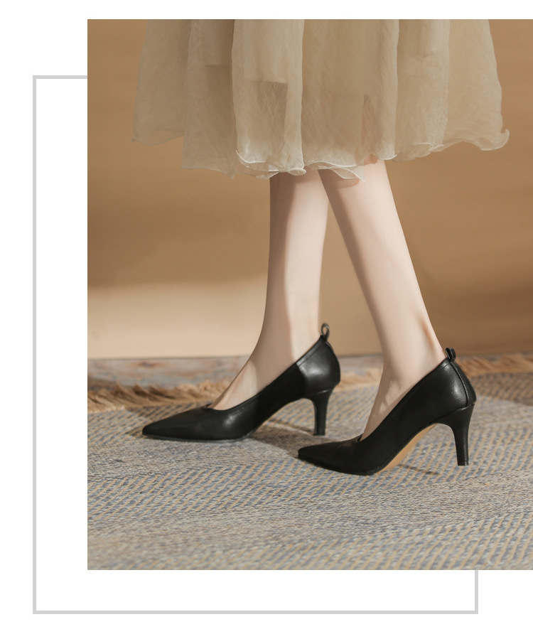 Giày cao gót mũi nhọn miệng nông Jingang ZX60001 – giày stiletto đa năng xuân thu 2025 — màu đen chi tiết 17