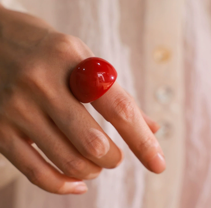 Кольцо (Korea ACC) Acrylic One-Size Chunky Ring для указательного пальца, цветной мраморный узор