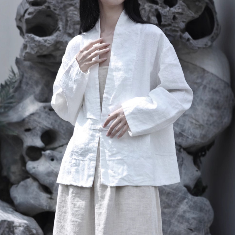 Cotton and Linen Women's Clothing, Sand-Washed Linen, Retro Literary Style, One-Button Suit Top, Jacket, 3 Colors Cotton and Linen Women's Clothing, Sand-Washed Linen, Retro Literary Style, One-Button Suit Top, Jacket, 3 Colors