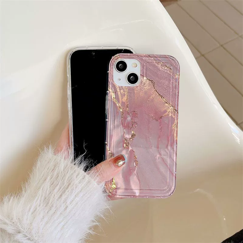 Чехол для телефона из мрамора цвета фуксия совместимый с Air Bag, для iPhone 15, iPhone, 15 Pro Max, защитa от падений, 13
