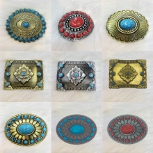 蒙古风复古花纹松石女士皮带扣头韩版平滑扣欧美时尚腰带头合金