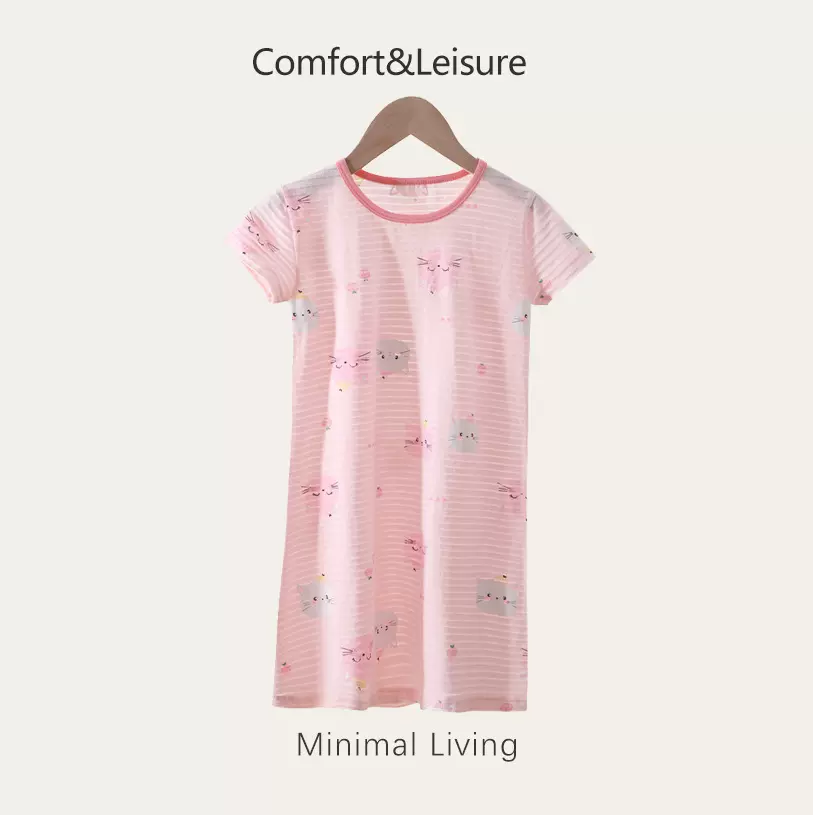 女童睡裙夏天薄款透气全面儿童睡衣女童中大童空调服家居服新款