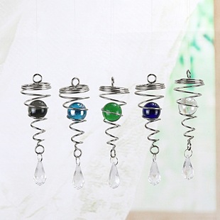 Spot Wholesale Electroplating Pendant Wind Chime Pendant Rotating Wind Turning Phoenix Tail Double Spiral Small Whirlwind Crystal Pendant
