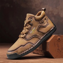 跨境爆款大码男鞋出口时尚百搭新款中邦休闲皮鞋男士短靴一件代发