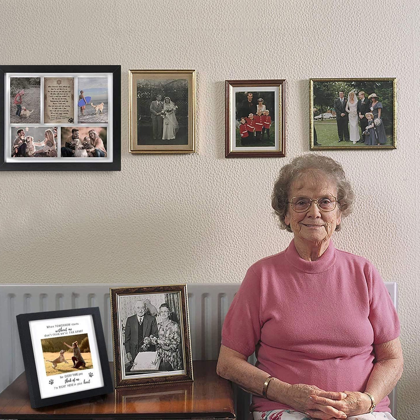 Marco de Fotos Conmemorativo para Mascotas de Madera Maciza, Álbum de Recuerdos de Crecimiento de Mascotas, Recuerdo para Colgar en la Pared, Adorno de Escritorio