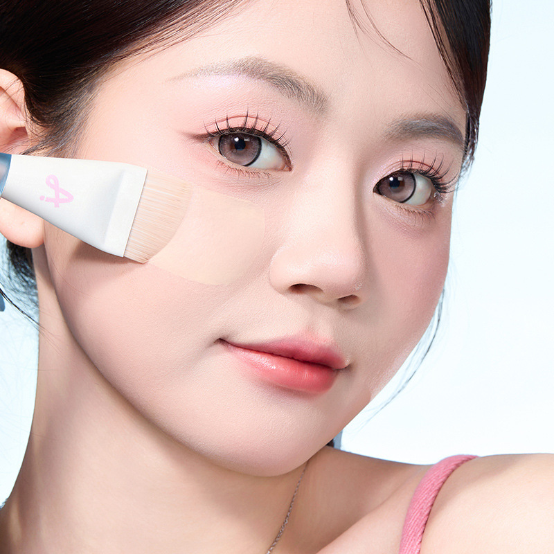 Ermutao フィッシュテール薄型アークワンラインファンデーションブラシフラットヘッドブレードシームレスリキッドファンデーションメイクブラシ|undefined