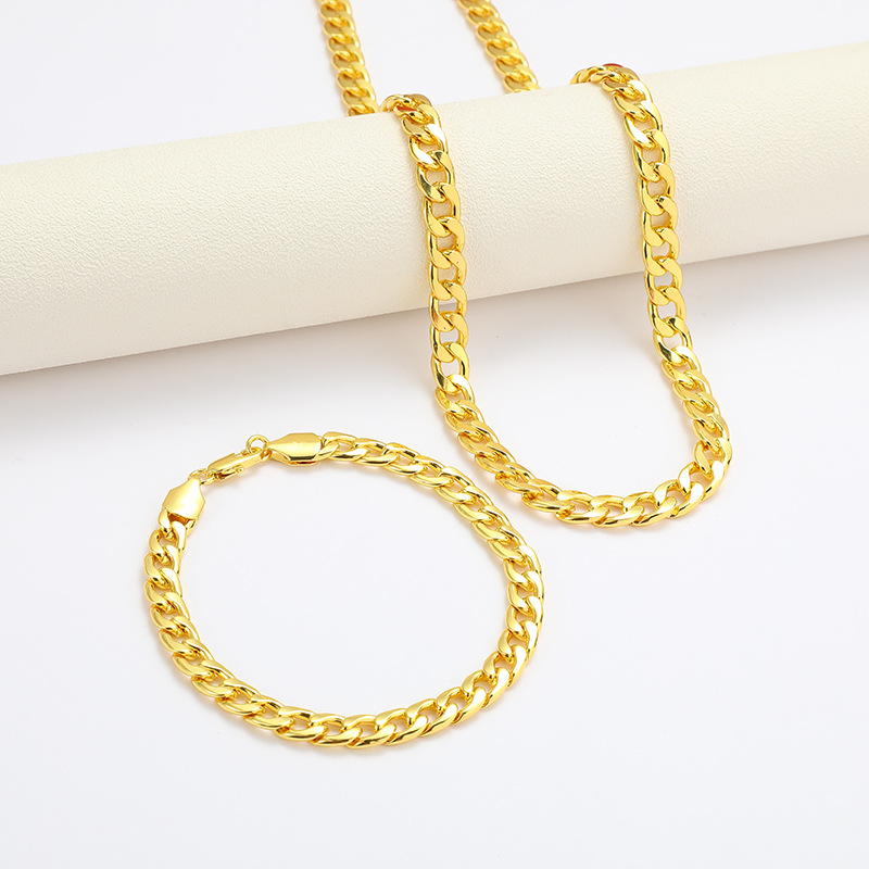 Cuban Chain Necklace For Men Gold And Silver Plated Torques_voghion.com