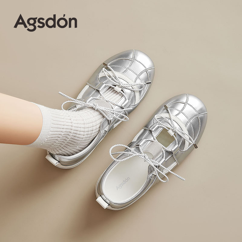 Augustion Sports Mary Jane Shoes Mujer 2025 Nuevo verano Silver Ballet alemán Sandalias Zapatos casuales suaves