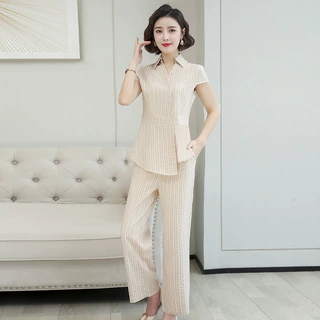 妈妈夏装套装2026新款短袖小衫洋气衣服中老年女装修身t恤两件套