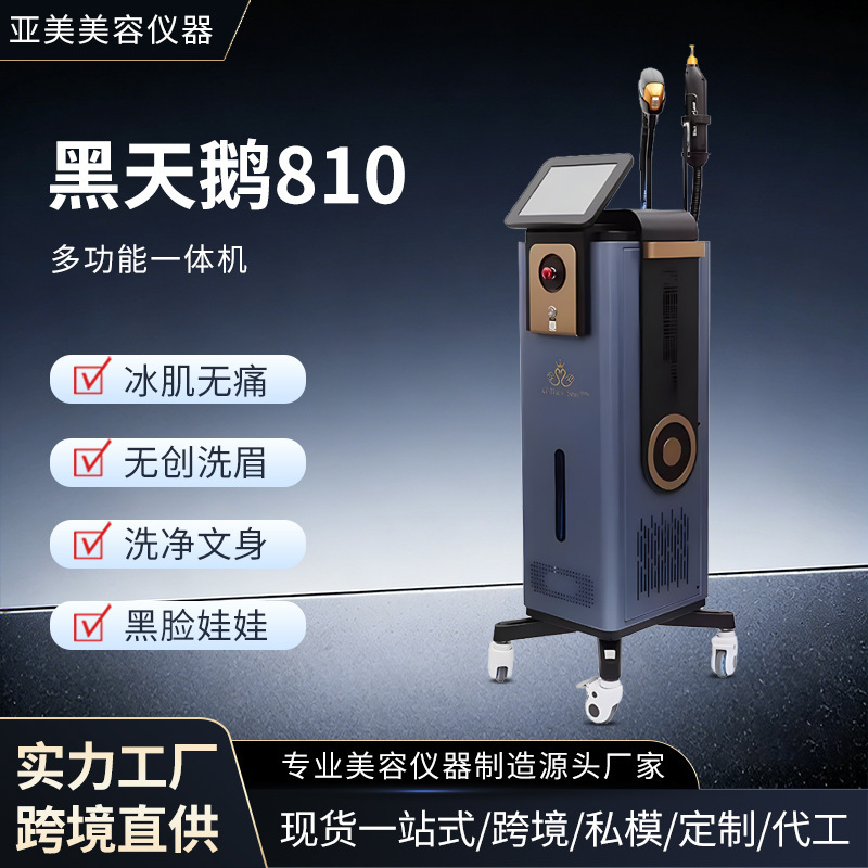 Cross-Border Black Swan 810 All-In-One Washing and Cleaning Machine, Non-Invasive Eyebrow Washing, Picosecond Removal of Freckles, Tattoo Removal, Beauty Instrument for Professional Use