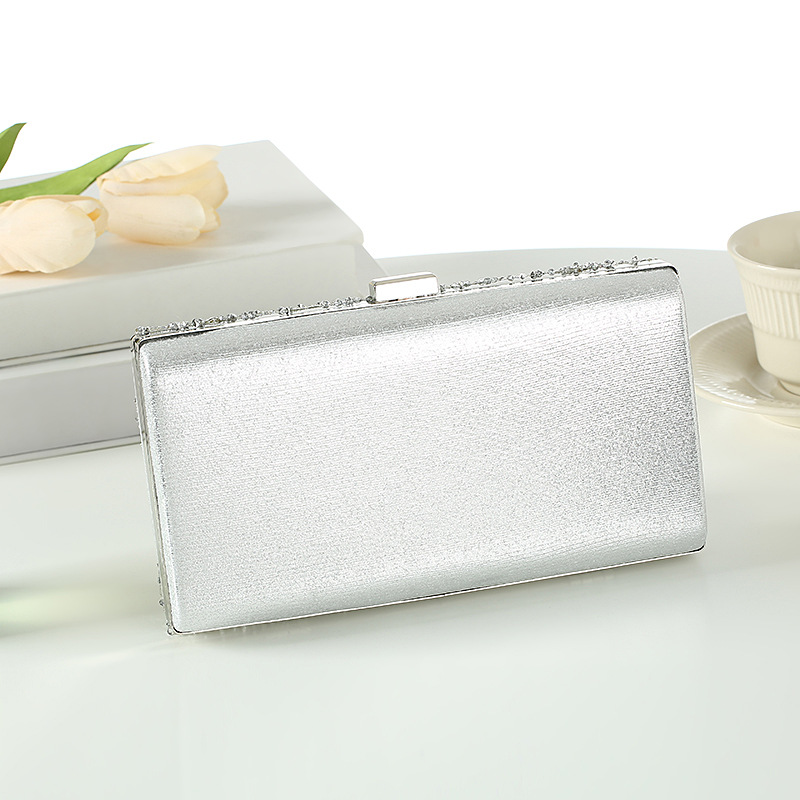 Large capacity diamond studded women's evening bag simple and fashionable rhinestone hand held evening bag_voghion.com