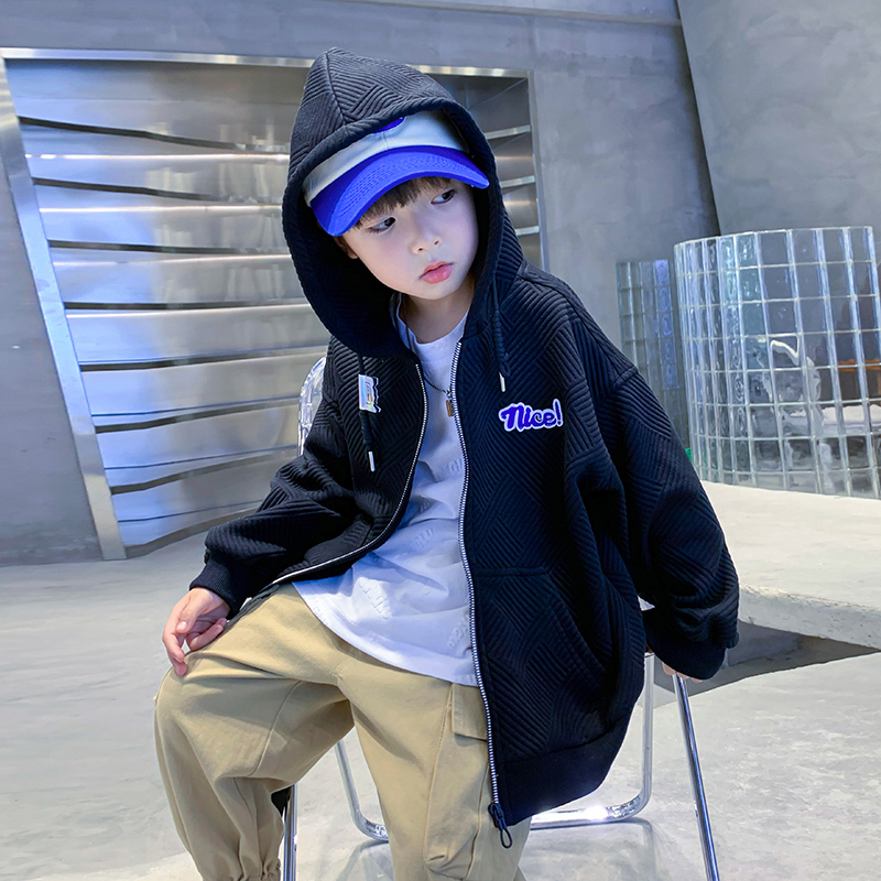 (2개) 소년의 봄과 가을 코트 2023 새로운 중다 어린이 카디건 스웨터 소년 가을과 겨울 기모 잘 생긴 옷