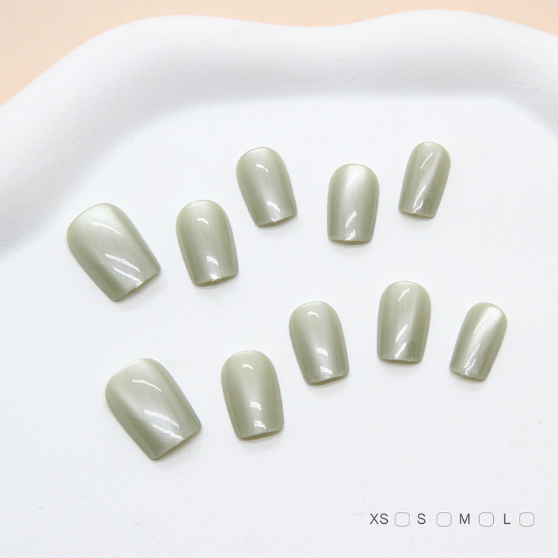 Simple solid color handmade cat eye wearing nail short nail patch removable fake nail patch code nail piece wholesale Simple solid color handmade cat eye wearing nail short nail patch removable fake nail patch code nail piece wholesale