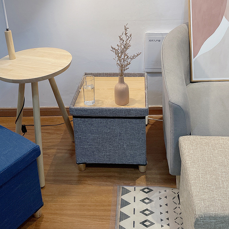 Cotton and Linen Storage Bench, Multifunctional Storage Box, Square Sofa Bench, Home Storage Bench, Storage and Shoe Changing Bench, Can Be Sat On