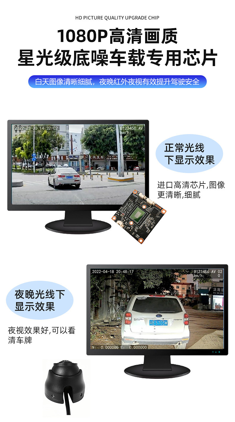 Vehicle-mounted infrared waterproof hemispherical camera 180 ° Ultra wide angle IP69K waterproof camera metal material 12V