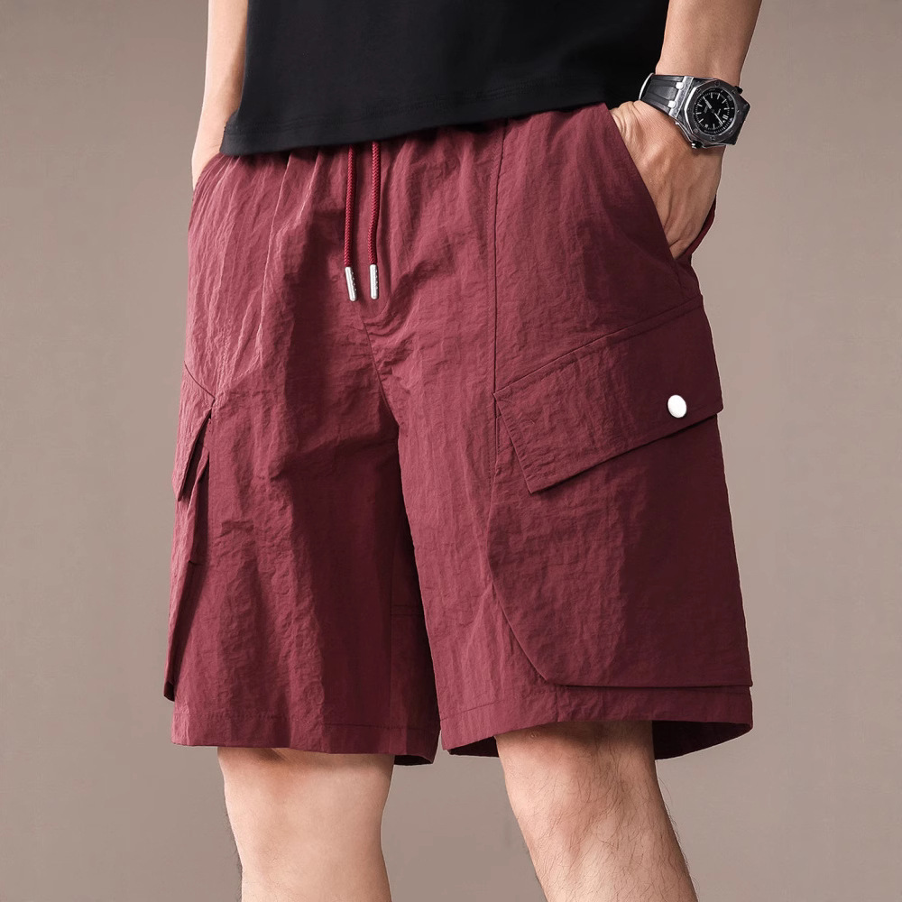 高端夏季薄款速干工装短裤男宽松大码潮牌2025新款冰丝休闲五分裤