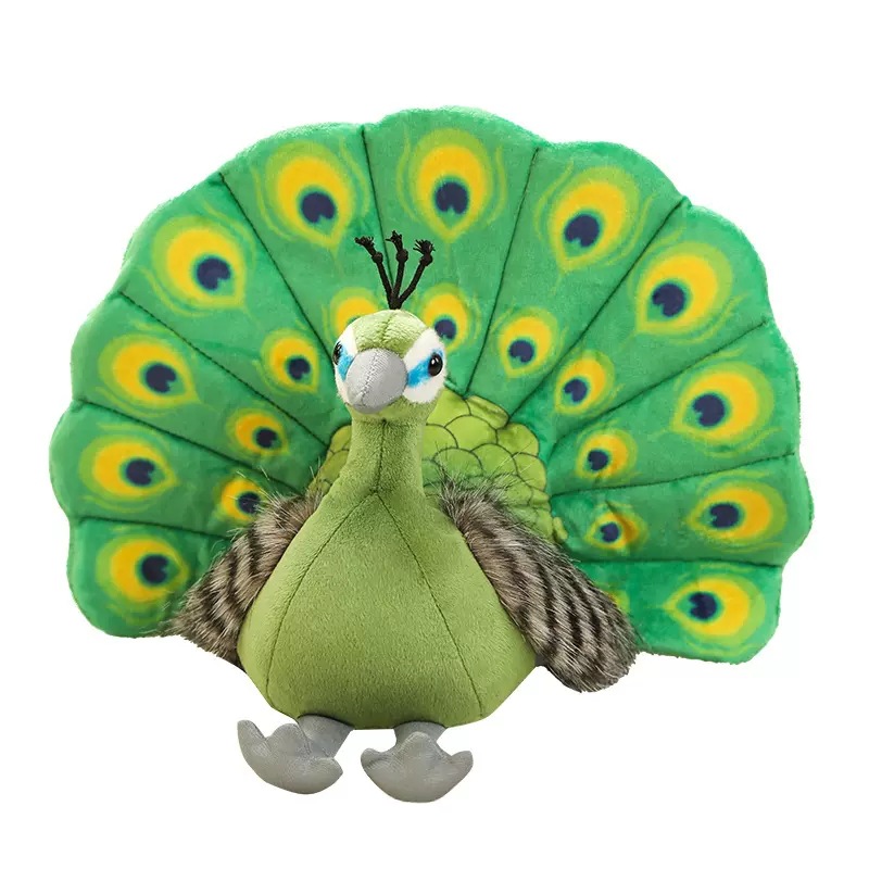 Linda simulación verde Pavo Real muñeca peluche juguete azul Pavo Real muñeca decoración niños regalo pájaro muñeca