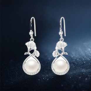 S999 Sterling Silver Carnation Ear Hook Natural Talk Water Pearl Ear Dropping 2025 Hot Retro Literary Mother's Day Gift