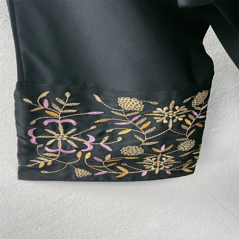 F415 Foreign Trade Middle East Dubai Women's Clothing Embroidered Floral Elegant Cardigan Loose Robe In Stock_ecoleips.com