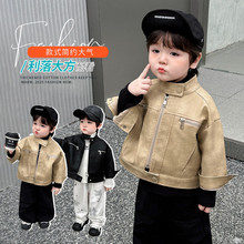 男童秋装立领皮衣春秋季韩版儿童痞帅洋气夹克中小童时髦外套男孩