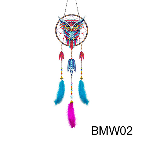 Transfronteriza venta caliente pintura de diamantes alrededor de la red de dreamcatcher DIY pintura de diamantes colgar adornos de diamantes brillantes artesanía pintura de diamantes al por mayor