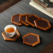 哲明杯垫茶具配件茶道家用茶杯茶垫竹茶托套装竹编竹制功夫茶杯垫