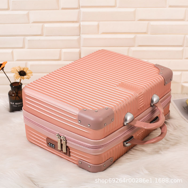portable Makeup box 14 lovely Retro small-scale Lockbox 16 Inch suitcase woman