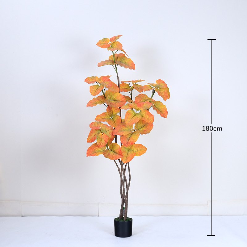 Heart Leaf Banyan árbol falso planta en maceta de simulación de alta gama planta verde interior sala de estar decoración de piso adorno paisajismo de planta biónica