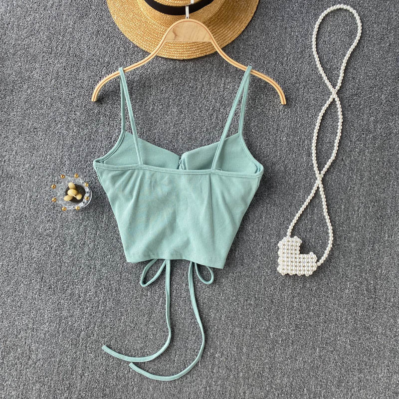 77g Weight Cotton, Rib Fabrics Fabric Type Short Top Length Vest Tops Type Holiday, Daily, Selfie Occasion Strap Neckline Slim Fit Type Solid Color Pattern Summer Season Women's Gender Casual, Elegant, Streetwear Style Wholesale Women's Casual Elegant Streetwear Solid Color Tank Tops 4