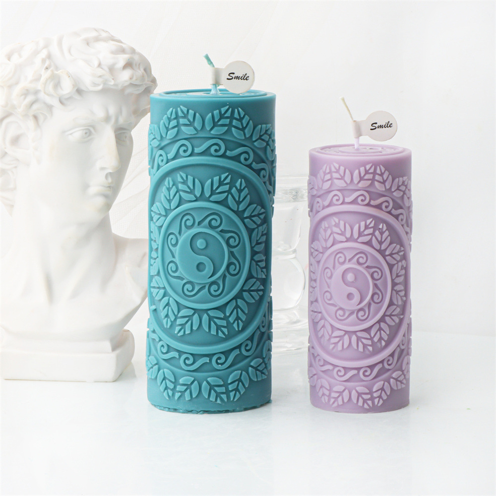 Description Picture 4 of itemTaiji YinYang Relief Pillar Silicone Candle Mold Sun And Moon Relief velas Cylindrical Column  Candle mold for Candle Making Kit