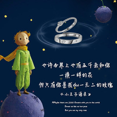 Little Prince and Rose 925 Silver Couple Rings&mdash;A Pair of Rings as a Qixi Festival Gift for Girlfriend or Boyfriend, Valentine&rsquo;s Day Gift