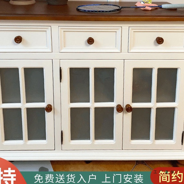 American Solid Wood Sideboard Cupboard Simple Environmentally Friendly Side Cabinet Storage Cabinet Restaurant All Pure Solid Wood Furniture Customization