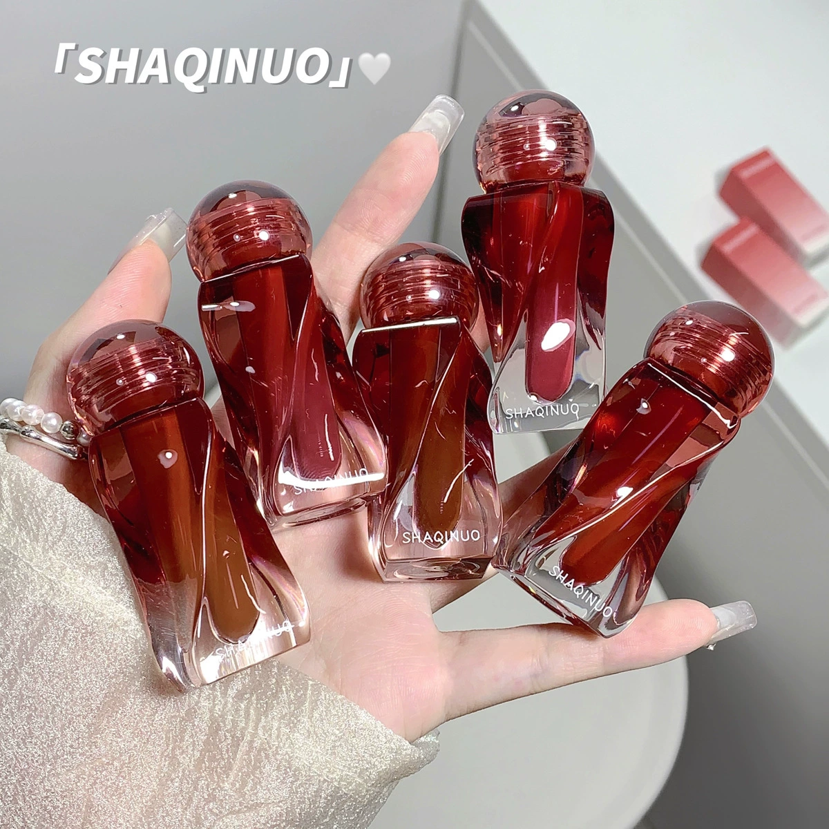 Shaqinuo мягкая пряжа арт губная грязь дымка лицо мягкий туман матовый бархатный губной лак высокого класса приливное мясо ощущение красный