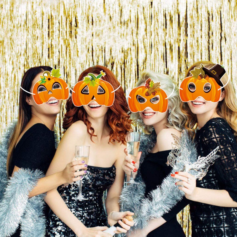 Nuevas máscaras de decoración de fiesta de Acción de Gracias transfronterizas, decoraciones de fiesta de cumpleaños de otoño, máscaras de calabaza, accesorios fotográficos