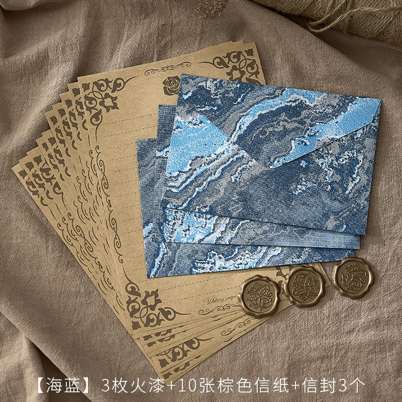 suite retro relief national wind cowhide special paper invitations postcards fire lacquer seal
