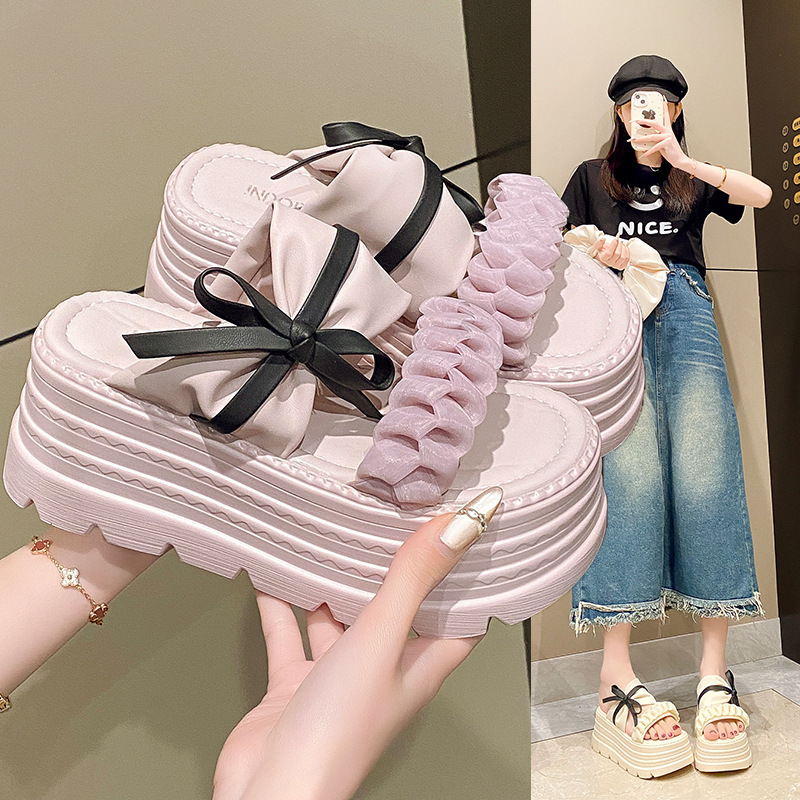 2025 Soft, Comfortable and Sexy Thick-Soled Platform Sandals, Thick Heels, High Heels, Color Matching Fairy Shoes, Summer New Outer Slippers