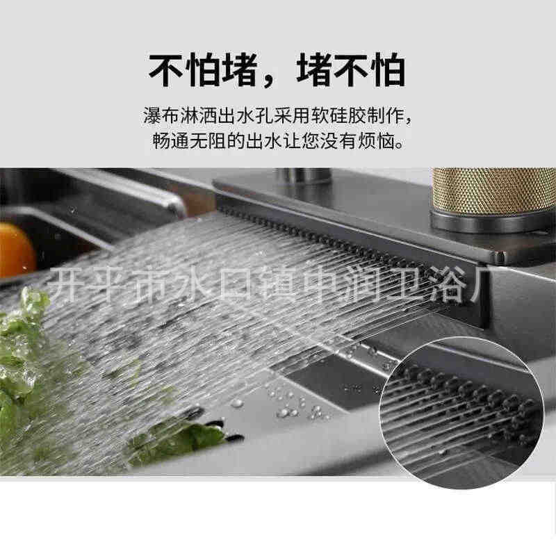 Grifos de extracción de agua de cascada de lluvia volante Grifos de fregadero de cocina Grifos de acero inoxidable Grifos de lavabo de verduras