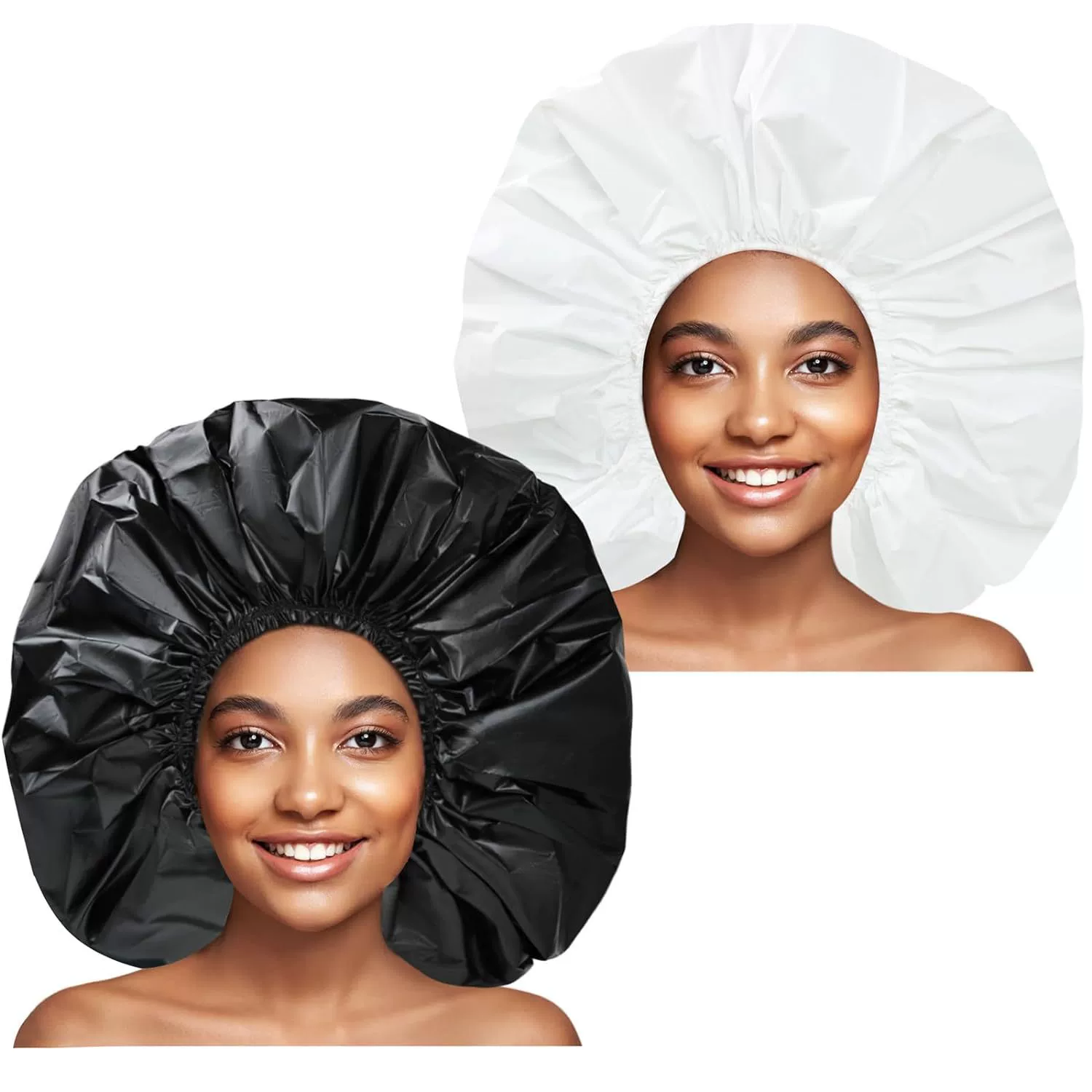 Black big waterproof shower cap, 38-40cm