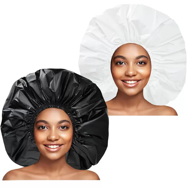 Black big waterproof shower cap, 38-40cm
