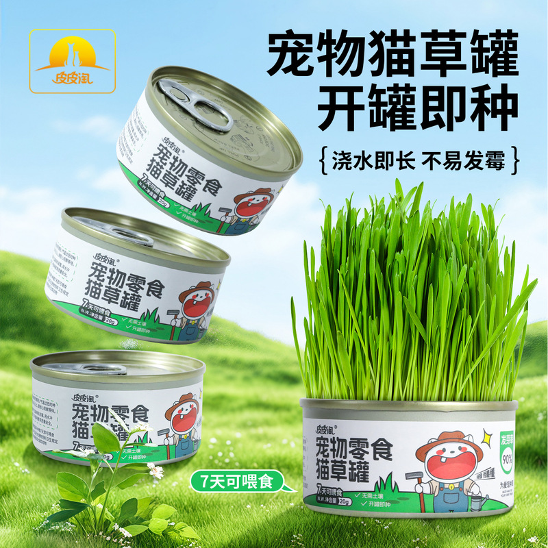 Pipitao Pet Cat Grass Canister Lazy Cat Grass Growing Wheat Kit Cat Snacks Hairball Remover Cat Snacks