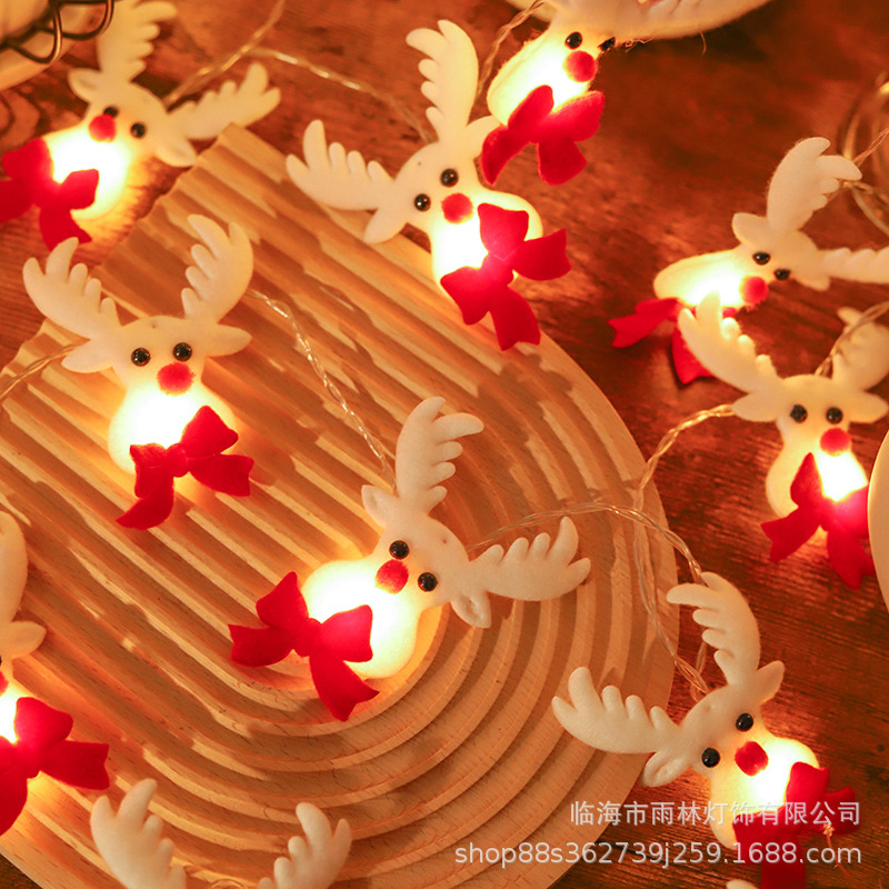 LED muñeco de nieve marioneta de peluche Cadena de luz Santa Claus alces Navidad vacaciones luces decorativas atmósfera diseño pequeñas luces de colores