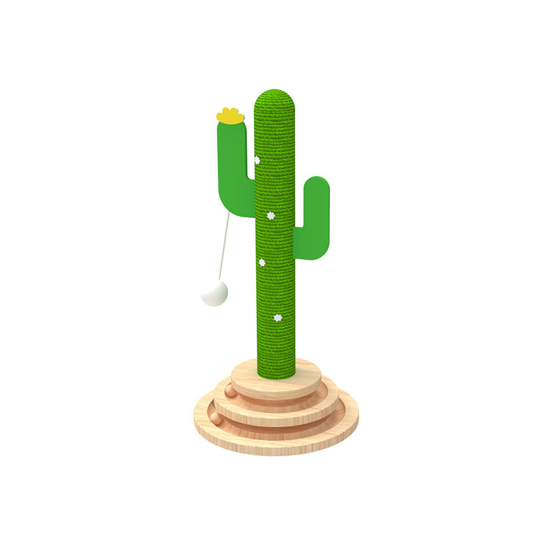 Cactus, gato mascota, juguete, plataforma giratoria, columna de agarre, marco de escalada para gatos resistente al desgaste para gatos de madera maciza