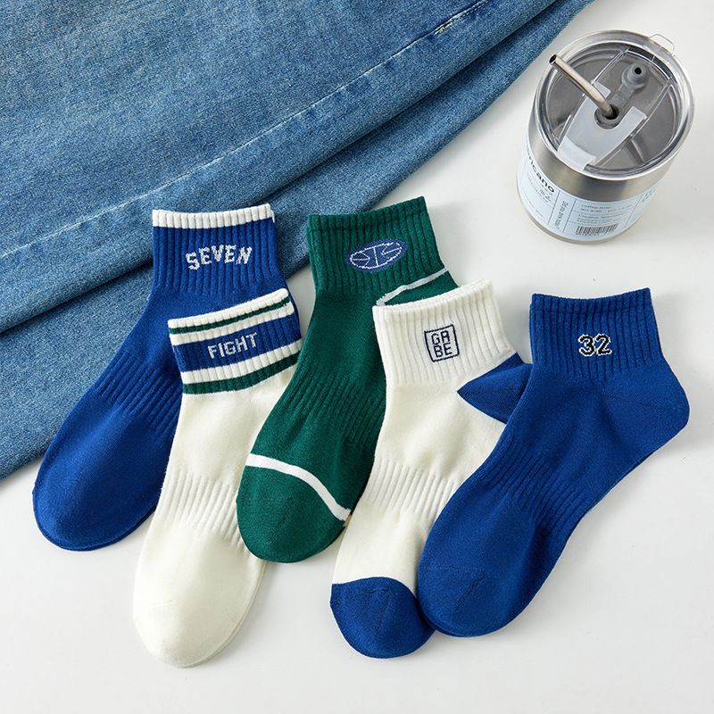 Una bolsa de 5 pares de envío gratis nuevos calcetines de la serie de dibujos animados de primavera y verano para hombres y mujeres calcetines de algodón absorbentes de sudor de boca baja calcetines de dopamina en stock