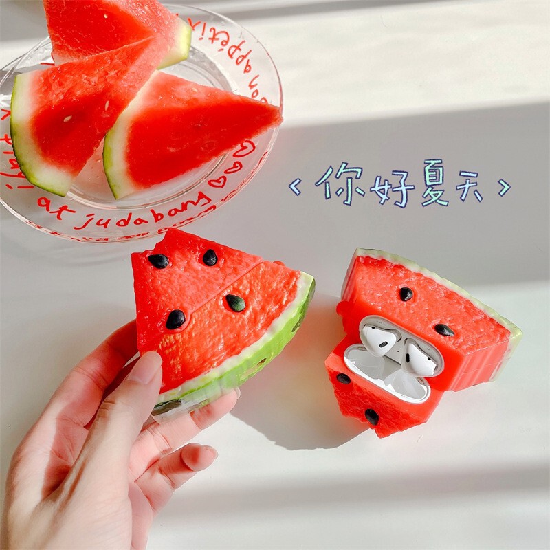 Funny Simulated Watermelon Slice Case for AirPods Pro 3, Apple Bluetooth Earphone Cover for 2/3/4 Generations, Trendy Protective Shell Funny Simulated Watermelon Slice Case for AirPods Pro 3, Apple Bluetooth Earphone Cover for 2/3/4 Generations, Trendy Protective Shell