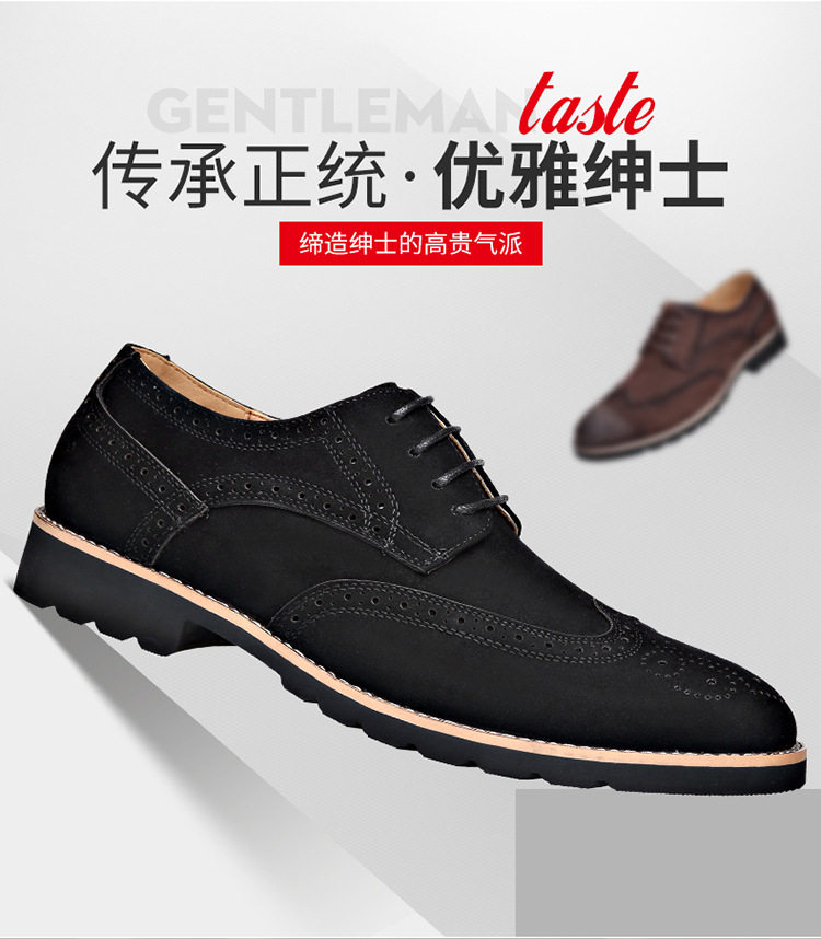 Giày Brogue nam da lộn phong cách Anh, giày lười mũi nhọn đế cao su, phối chỉ khâu — 858 kaki, 858 màu nâu sẫm, 858 đen chi tiết 2