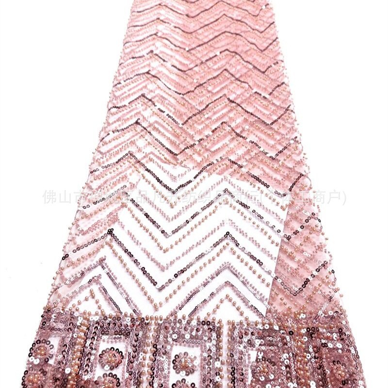 Moda nacional ropa de escenario ropa de rendimiento ropa de tela de bordado de perlas de la industria pesada sequinilla tela de bordado de perlas al por mayor