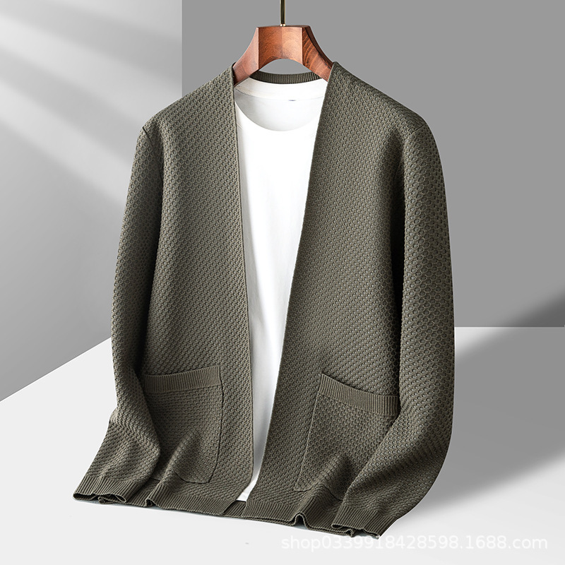 Otoño 2023 nuevo punto cardigan abrigo suéter hombres casual exterior superior juventud cardigan