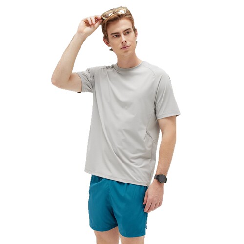 Summer sports t-shirt men's short-sleeved moisture-absorbent quick-drying clothing with back splicing breathable ice silk fitness training t-shirt running shirt